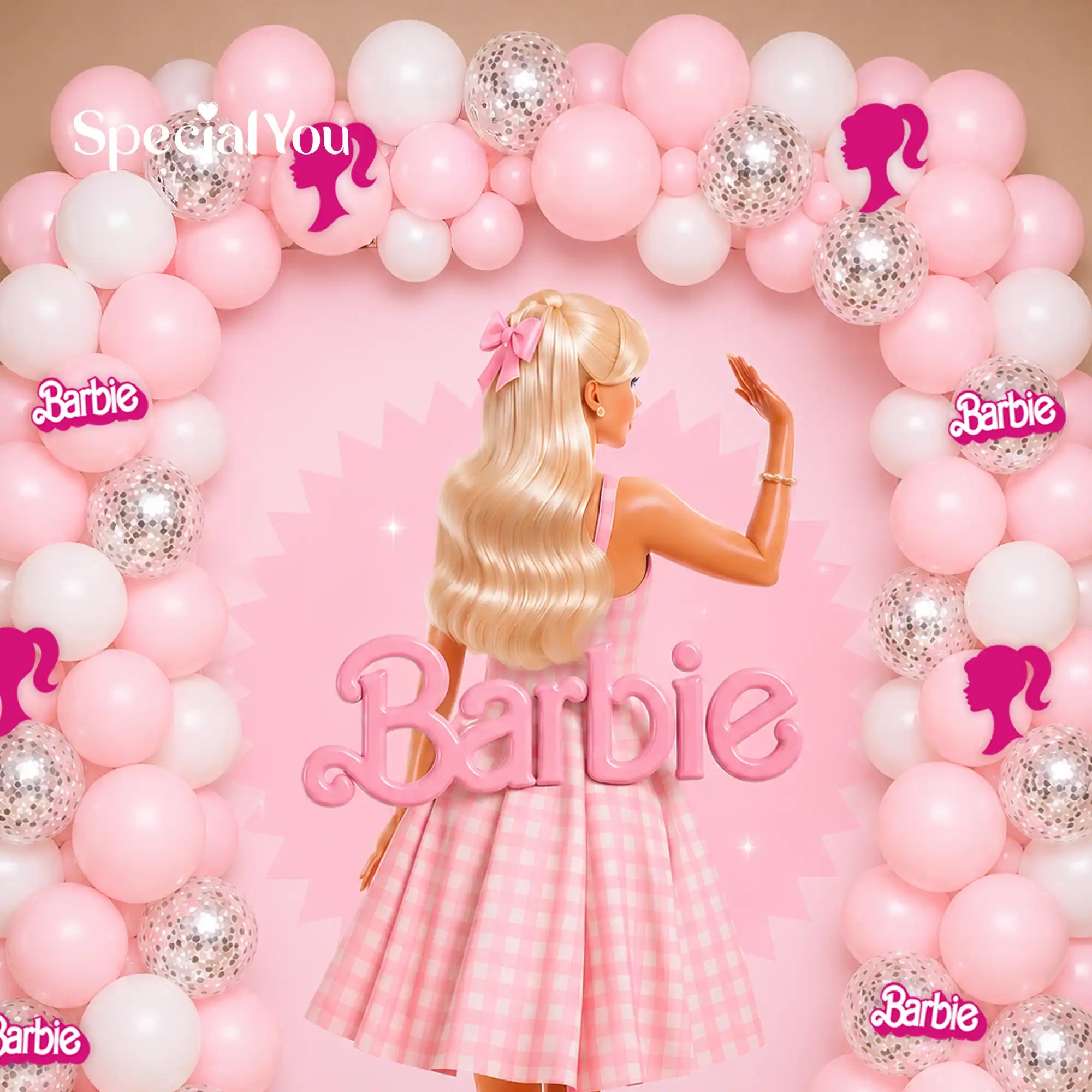 Barbie Theme Birthday Balloon Backdrop Decoration