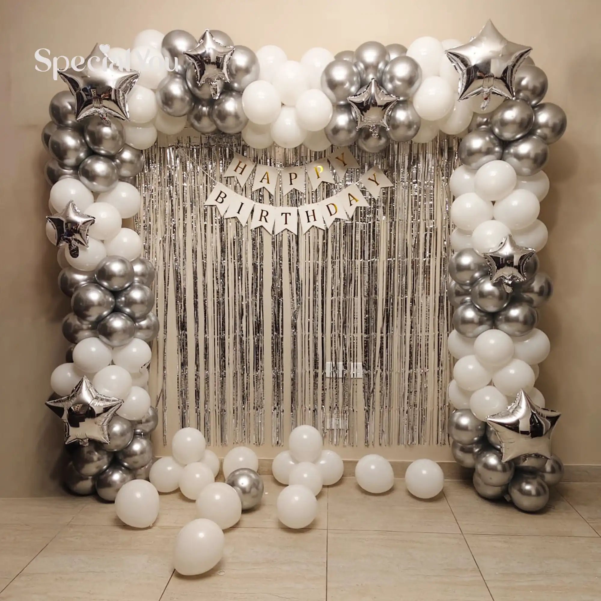 Silver Sparkle Star Balloon Decor