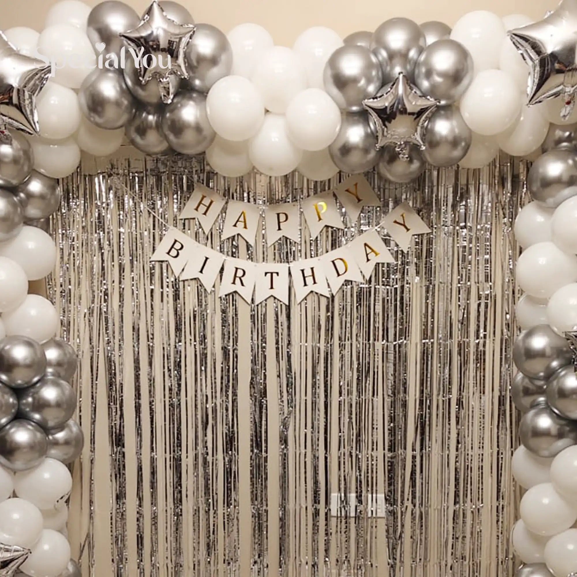 Silver Sparkle Star Balloon Decor