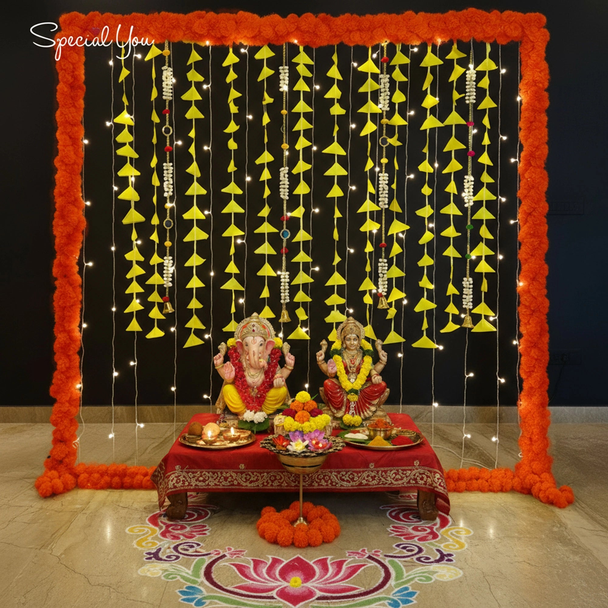 Marigold Floral Frame Backdrop Decor