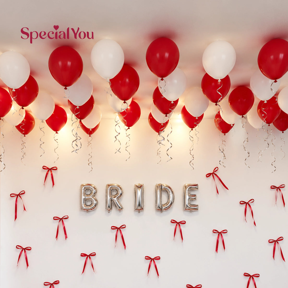 Red Bow Bride To Be Balloon Decoration