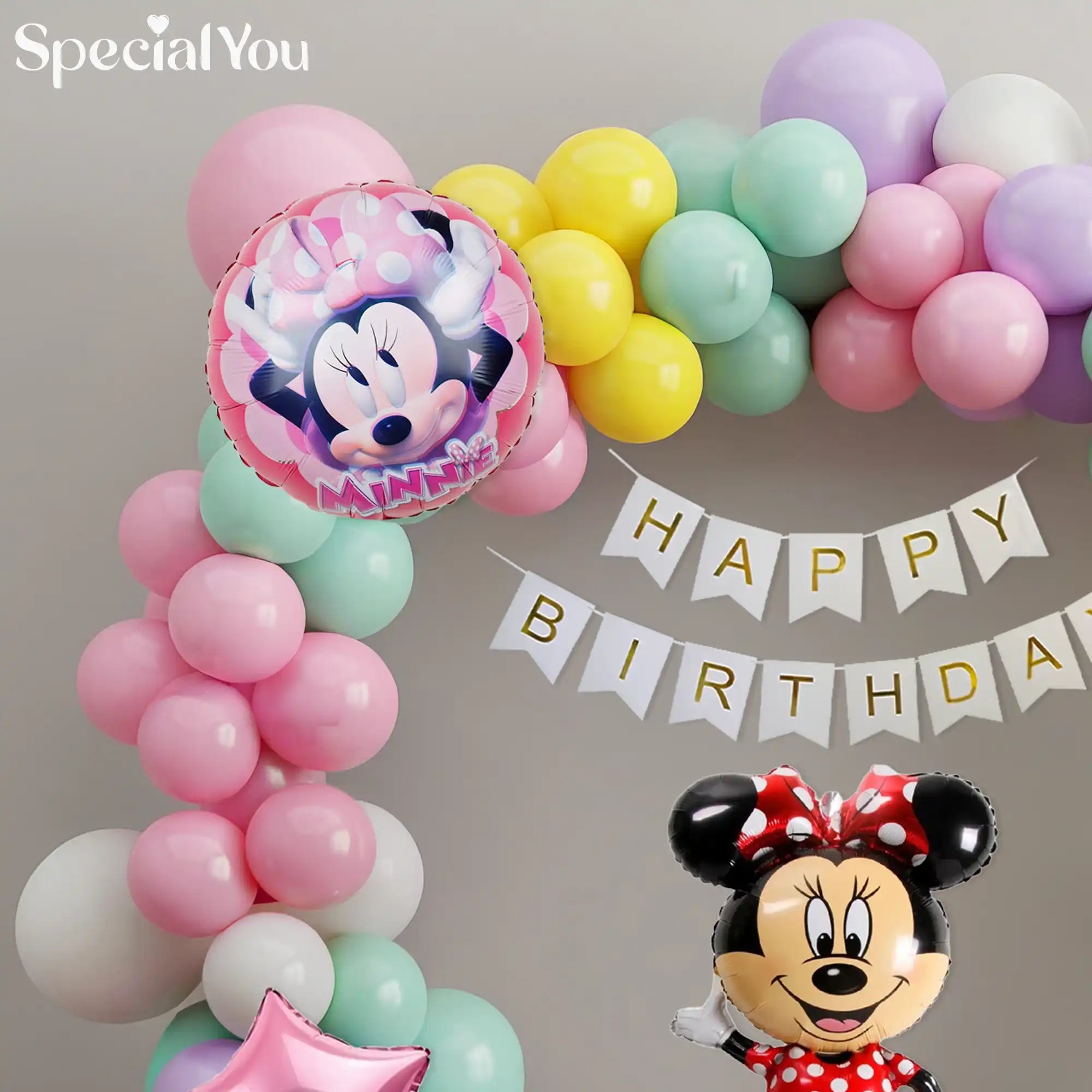 Minnie Mouse Pretty Pastel Balloon Arch Decor
