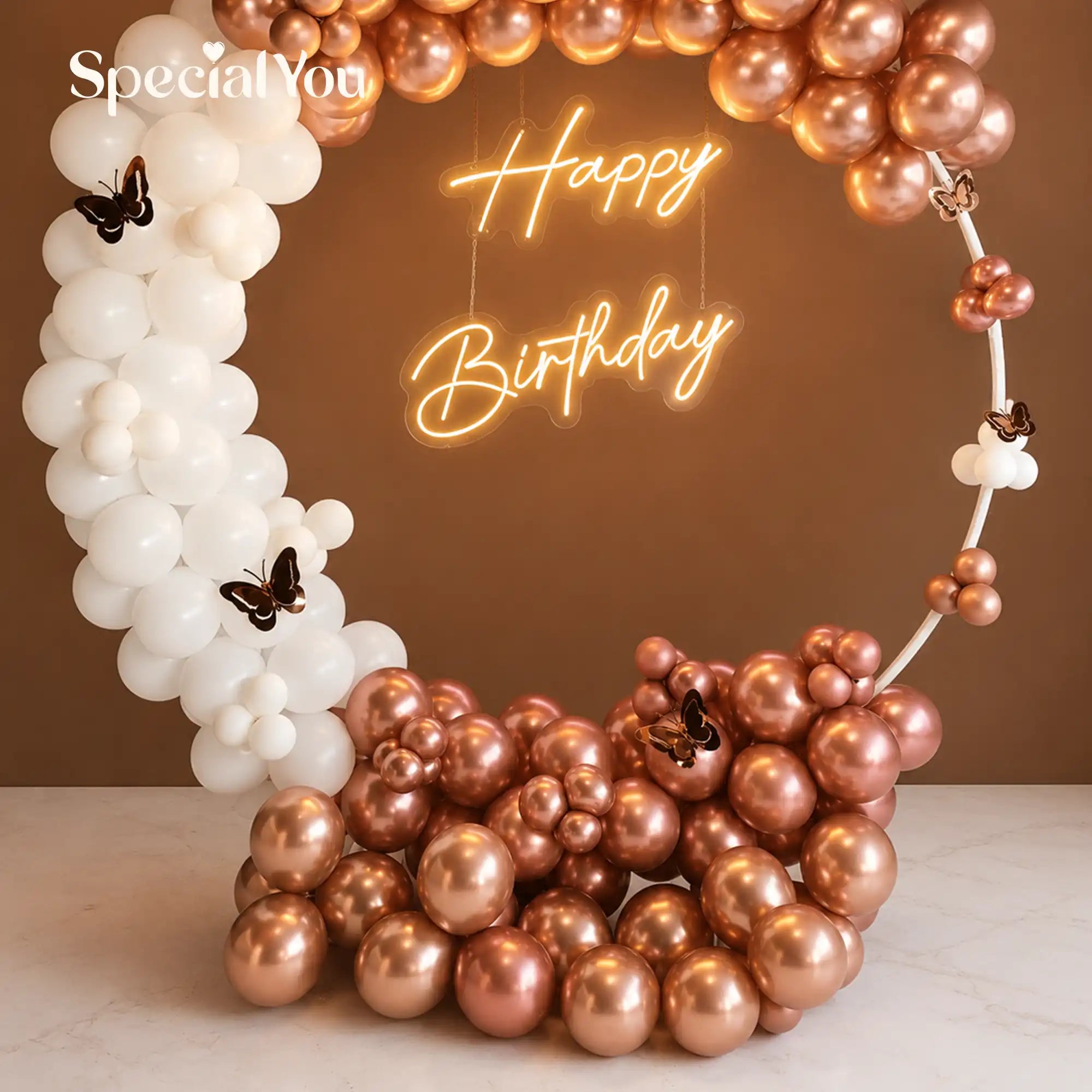 Premium Rose Gold Birthday Backdrop Decoration