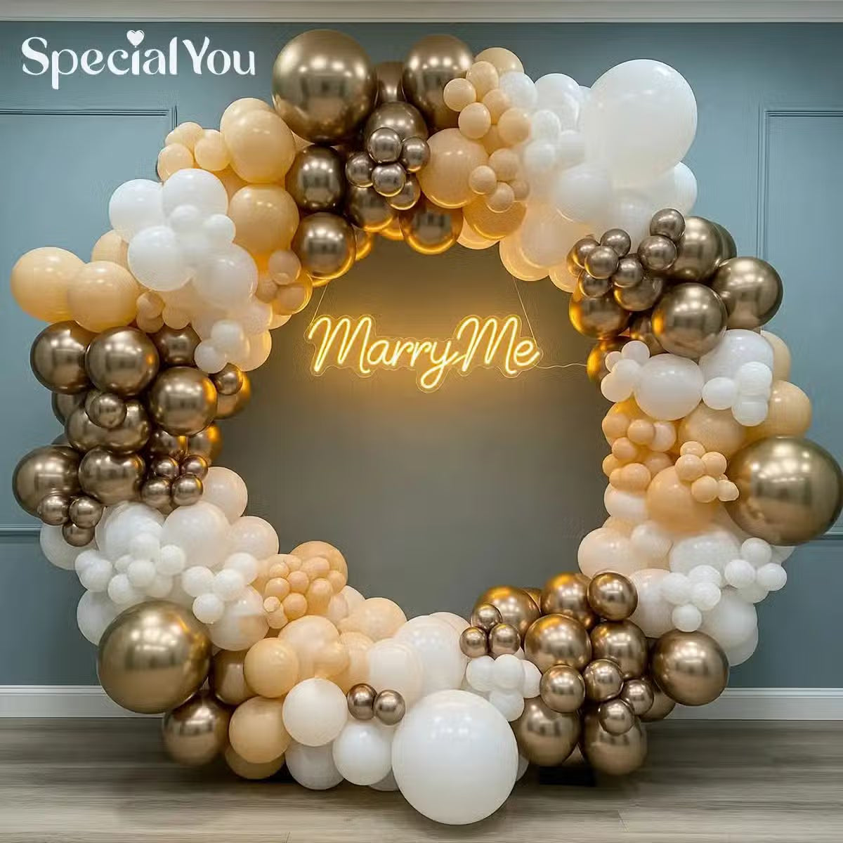 Elegant Golden & White Proposal Decor