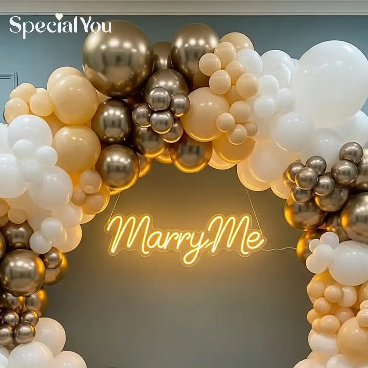 Elegant Golden & White Proposal Decor