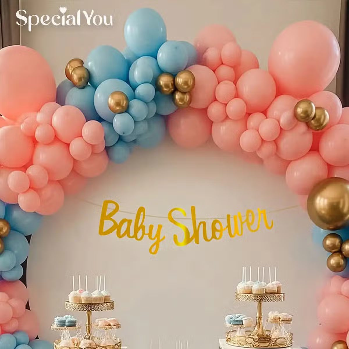 Pink-Blue Bloom Baby Shower Decor