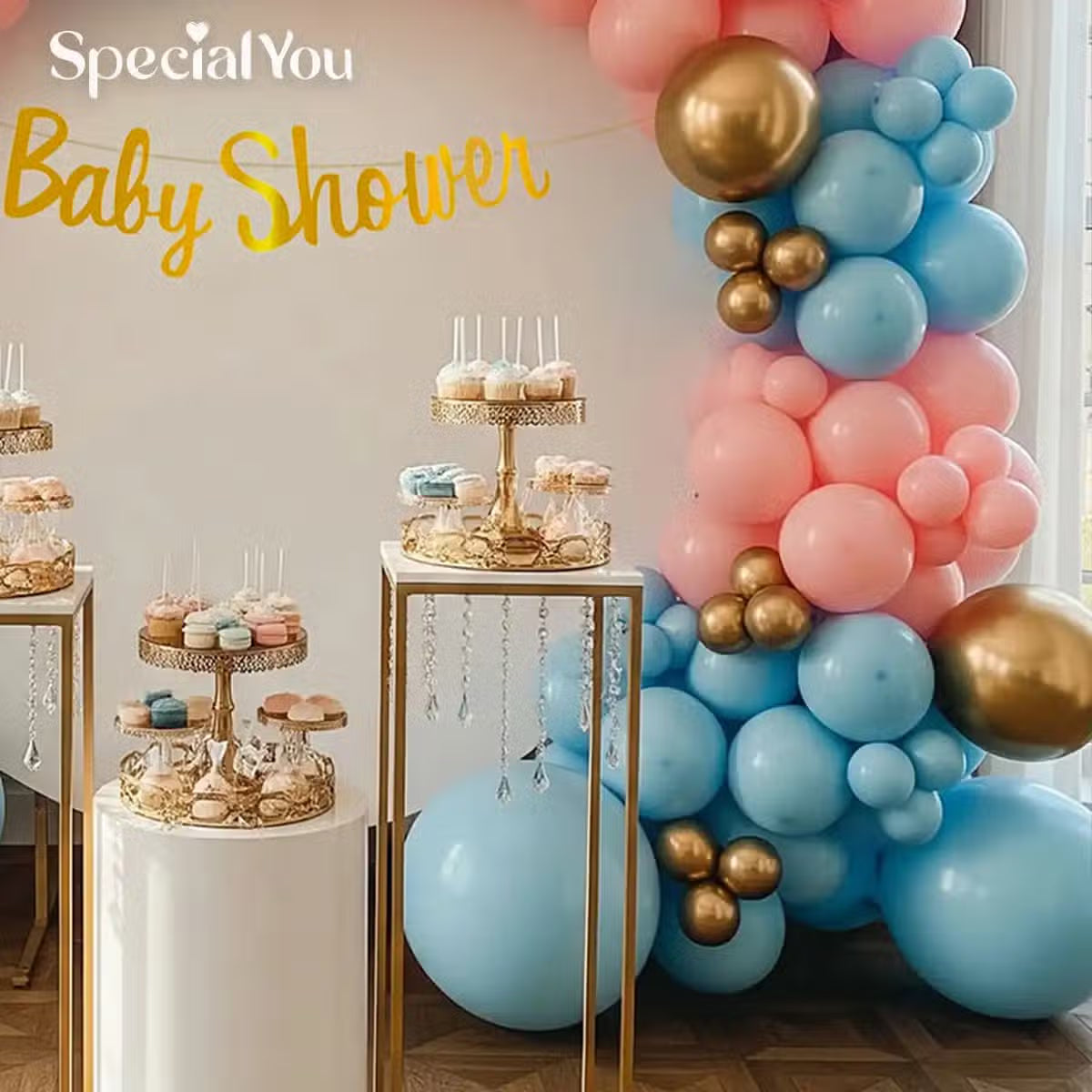 Pink-Blue Bloom Baby Shower Decor