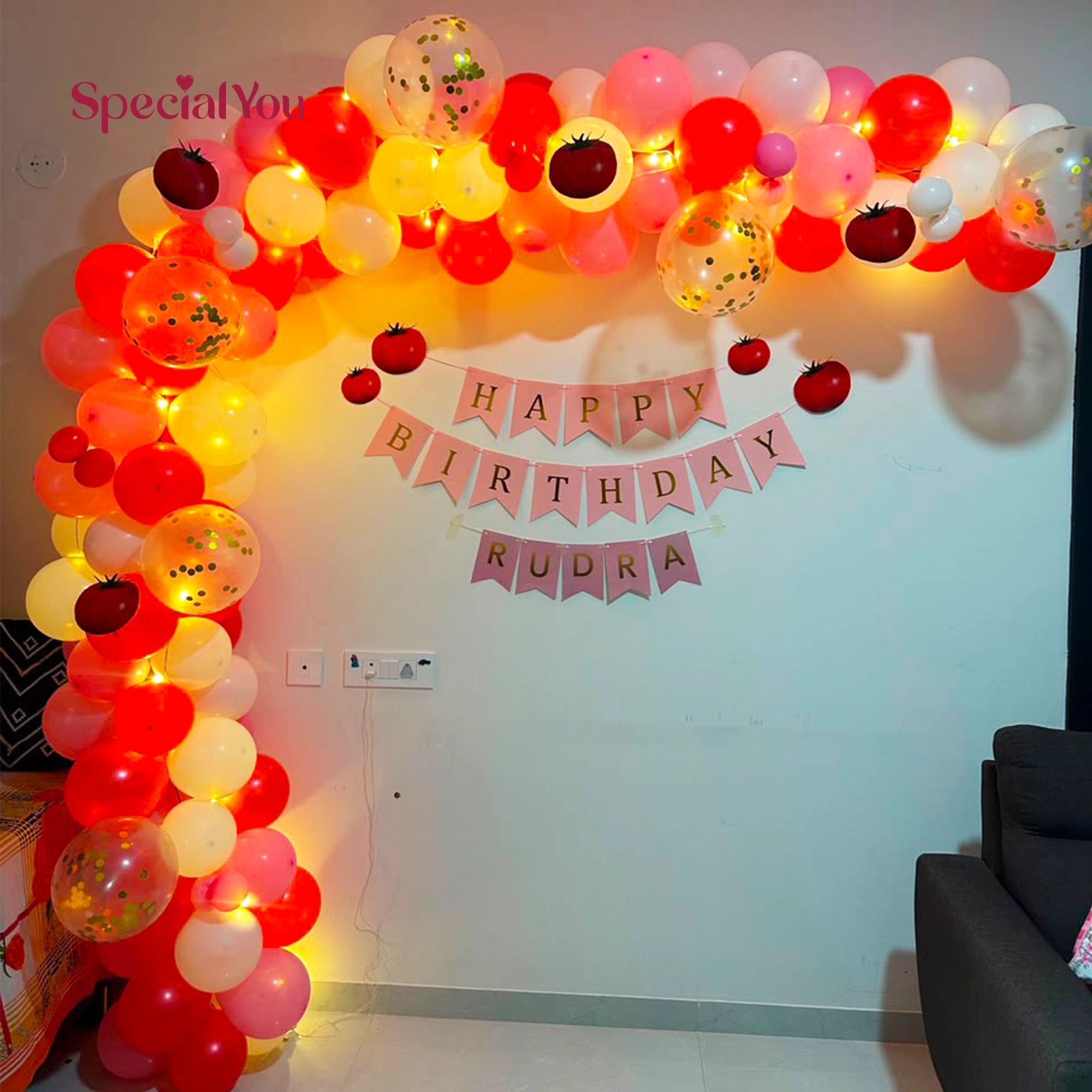 Happy Birthday Balloon Arch Backdrop Decoration