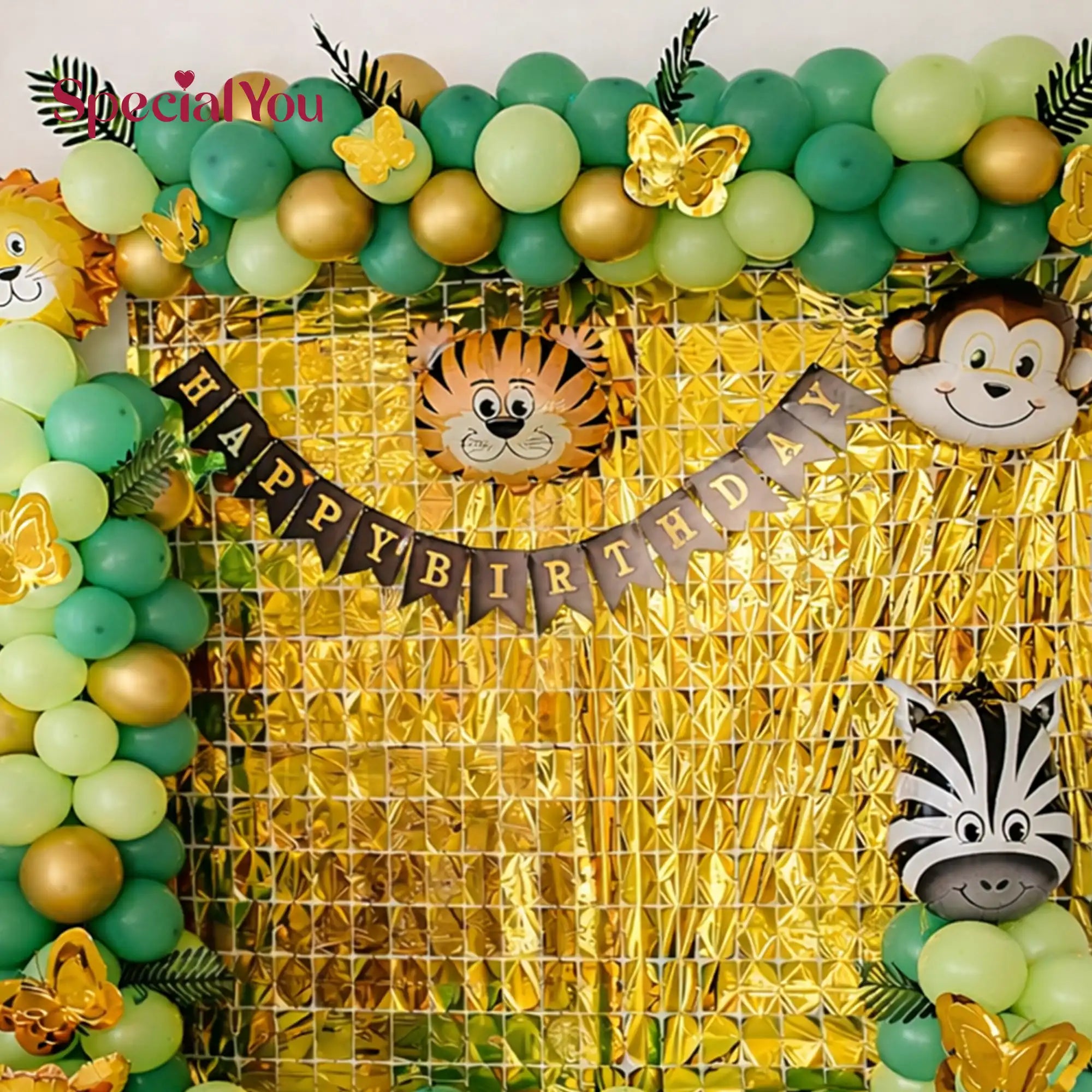 Jungle Safari Birthday Balloon Backdrop Decor