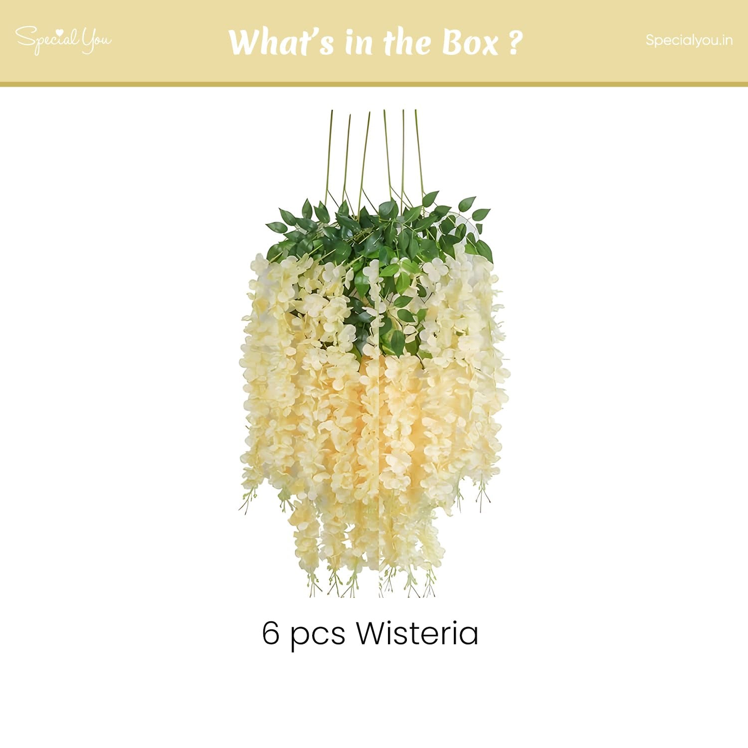 Artificial Cream Wisteria for Your Home Decor