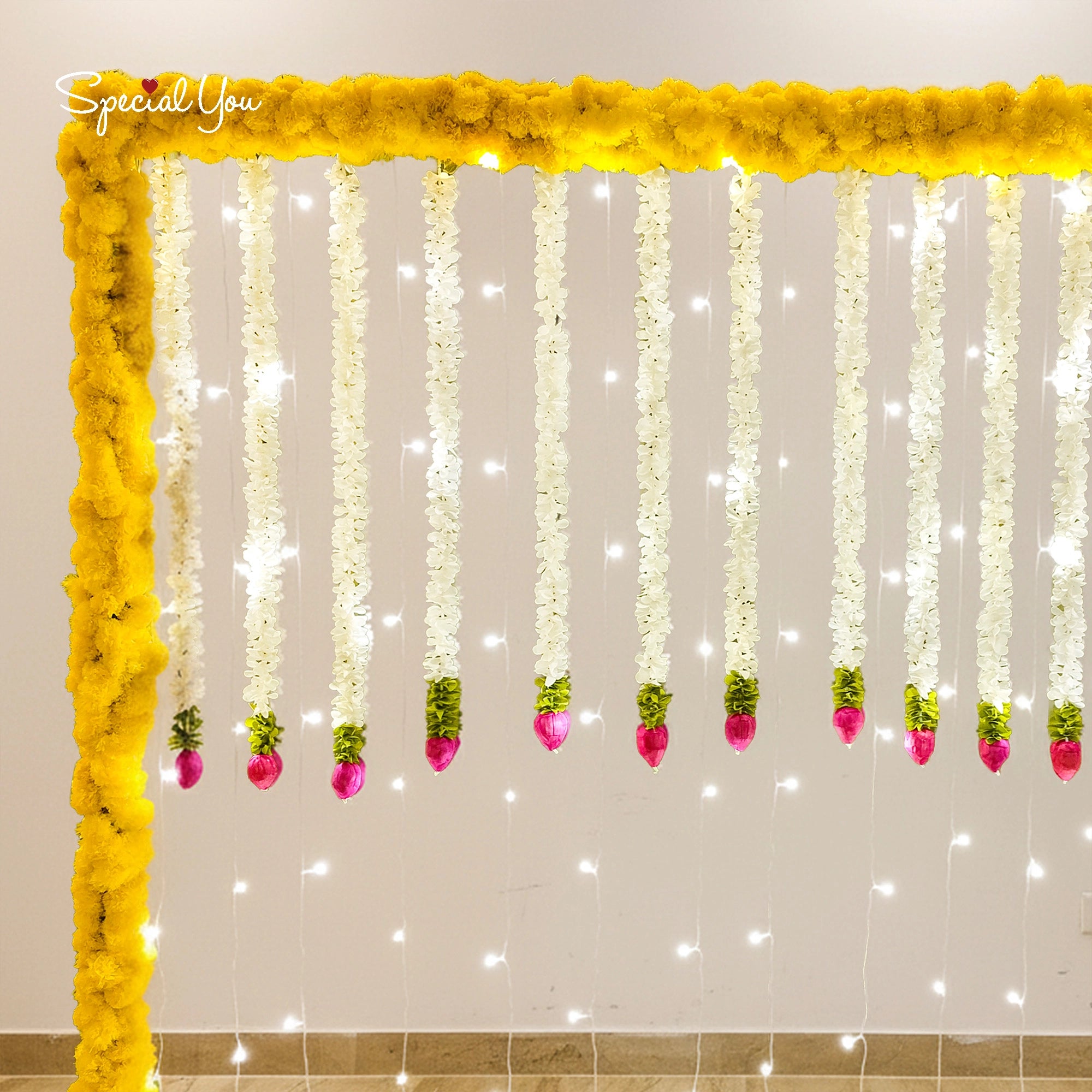 Marigold & Light Backdrop Diwali Decor