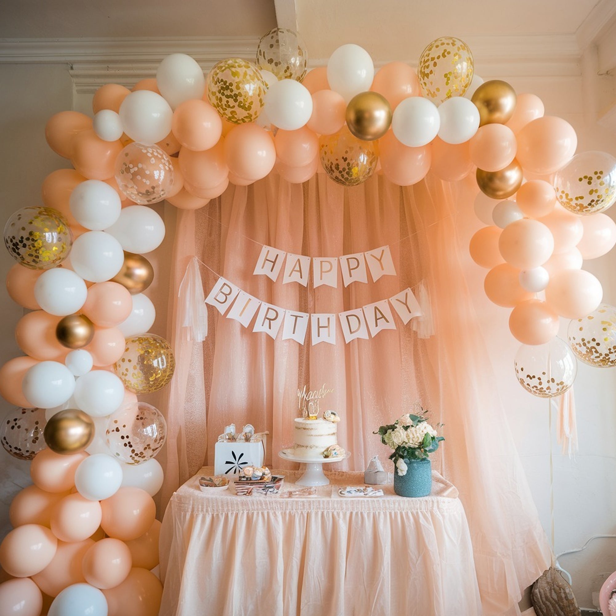 Peach Theme Birthday Decor Kit