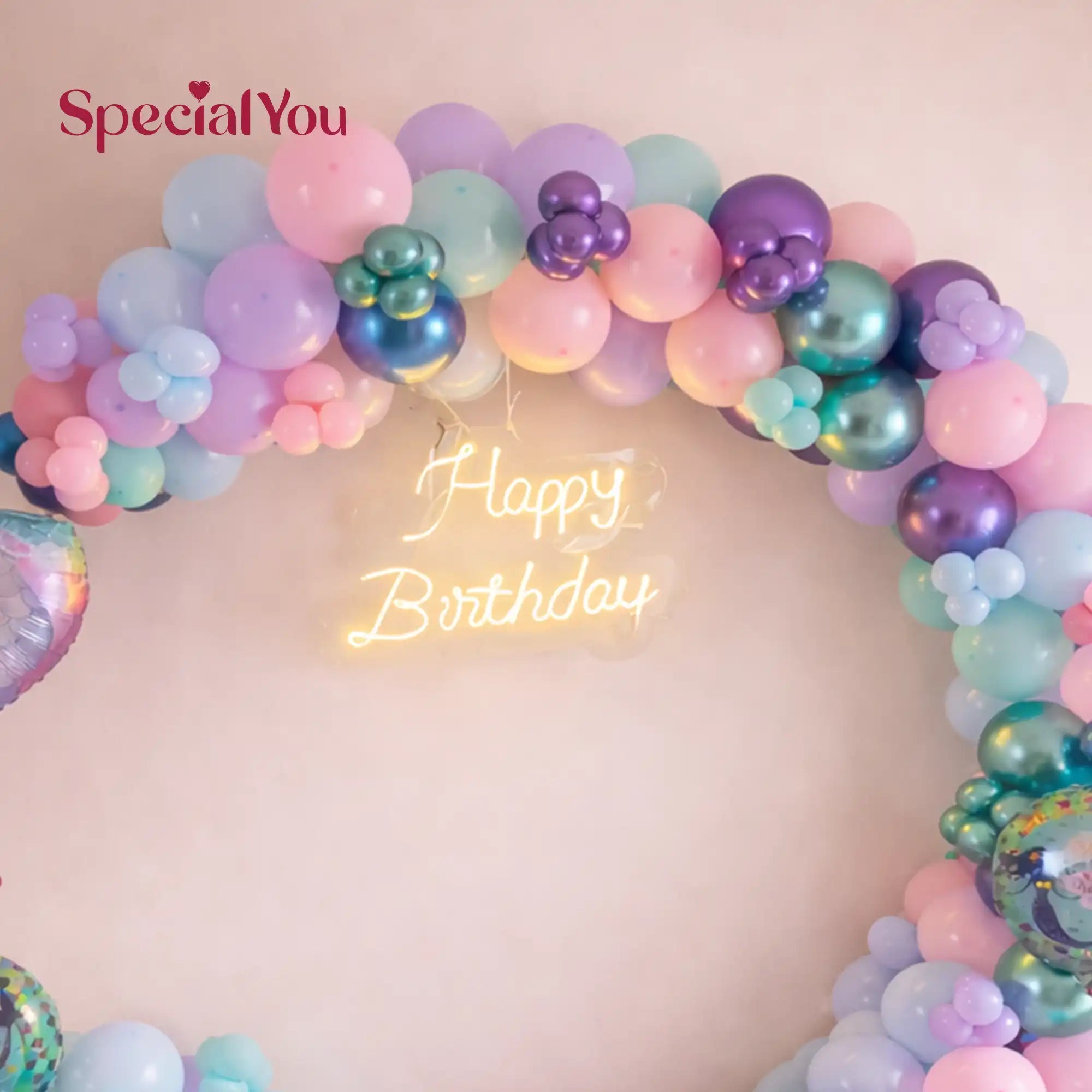 Mermaid Theme Birthday Ring Balloon Backdrop Decor