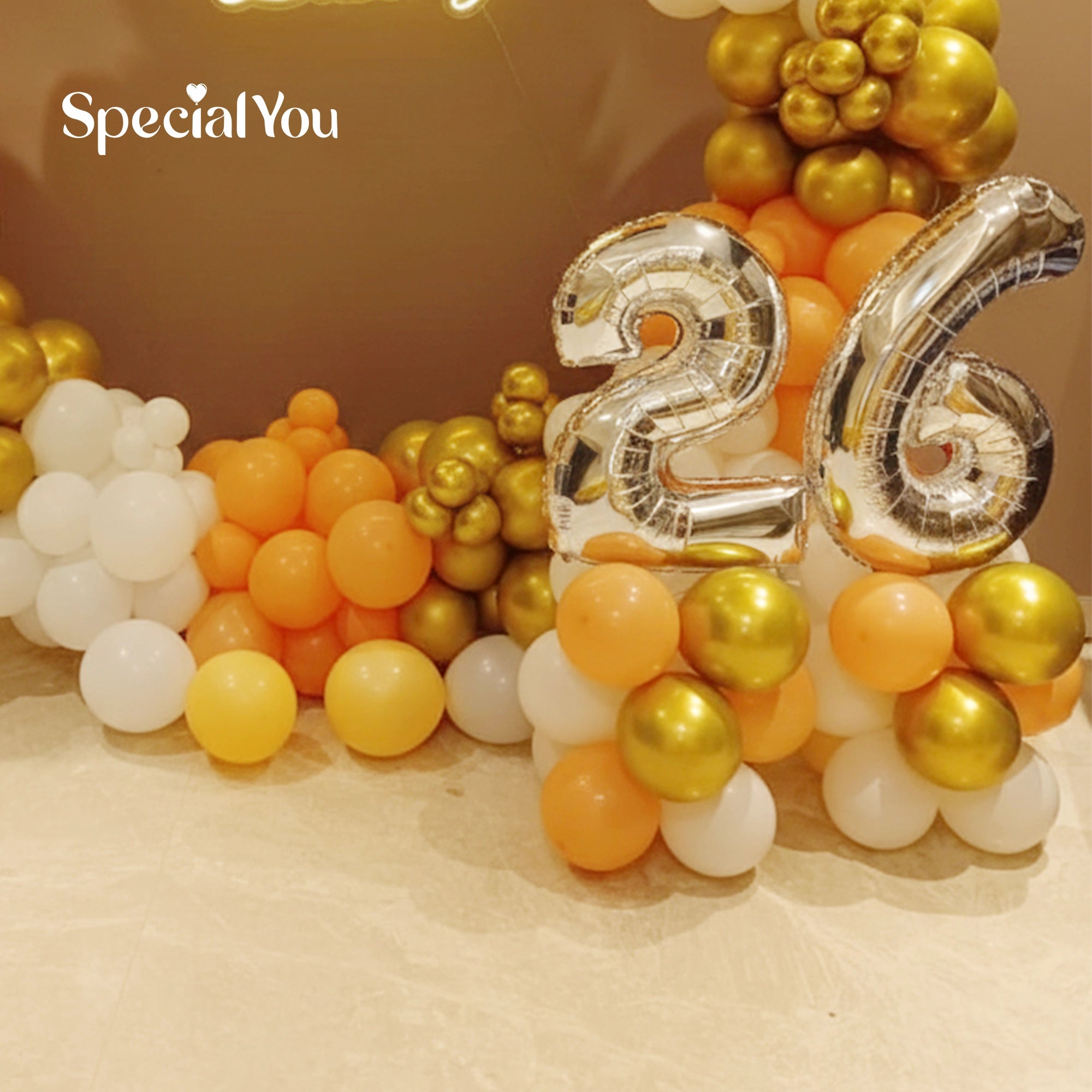 Gold & White Happy Birthday Ring Backdrop Decoration