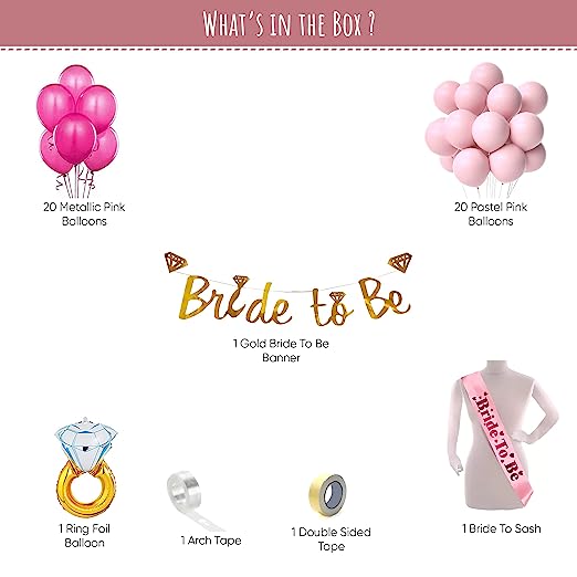 Pink bride to be decoration set combo kit for girls with banner & helium  pastel balloons/