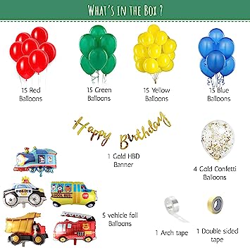 Vehicle theme birthday decorations for boys
