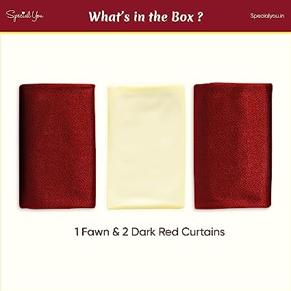 1 fawn 2 red curtains