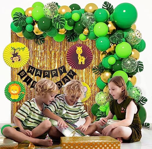 Jungle theme birthday decoration with Animal paper fan