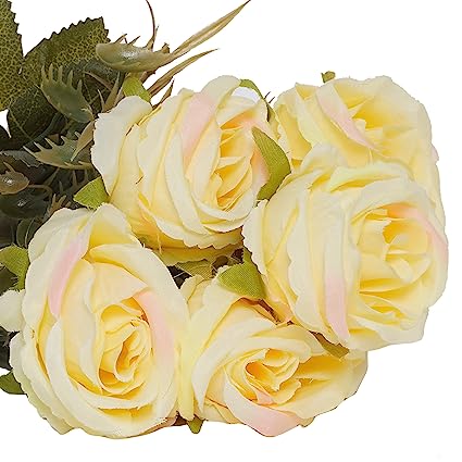 Artificial White Roses with Stems for DIY Home Decoration