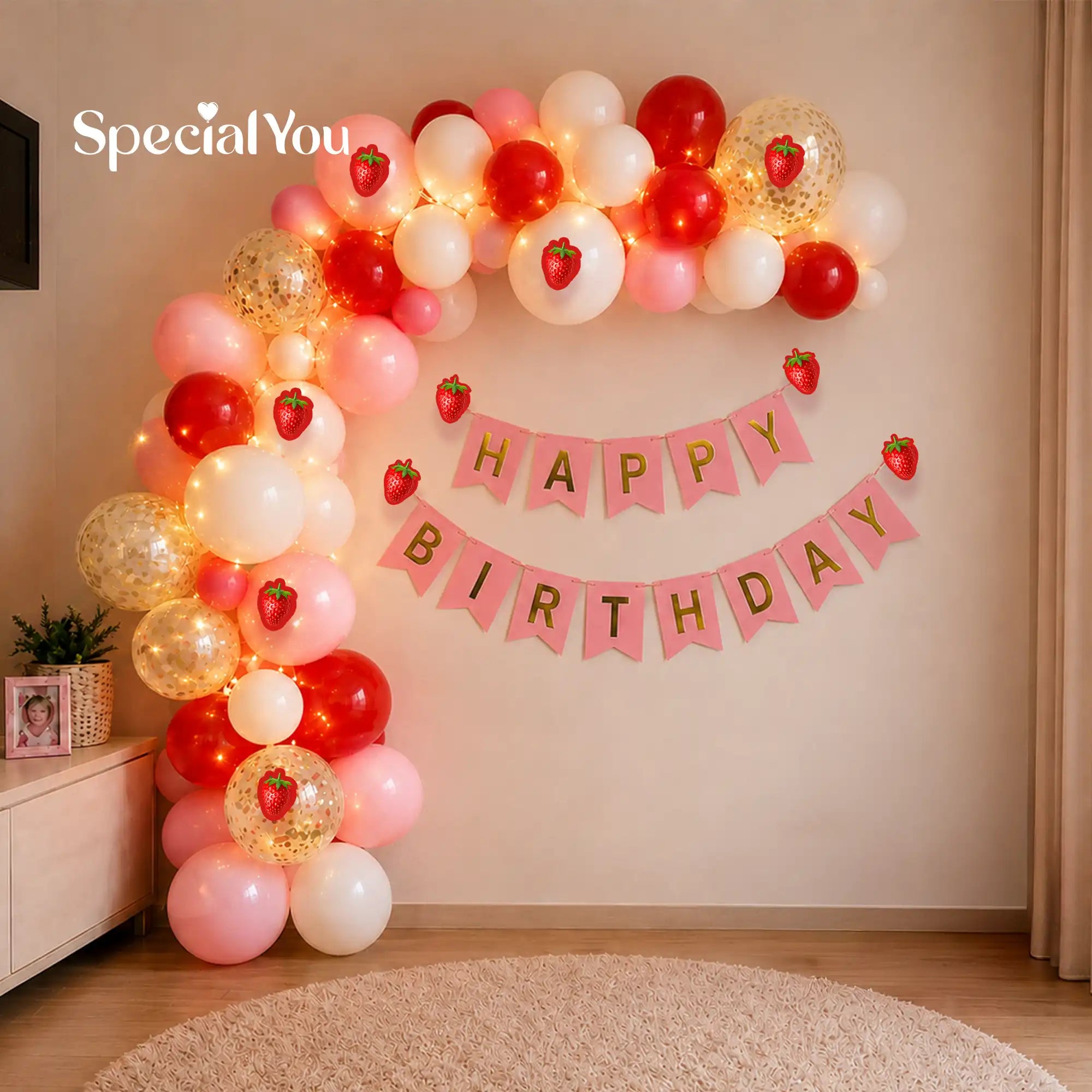 Happy Birthday Balloon Arch Backdrop Decoration