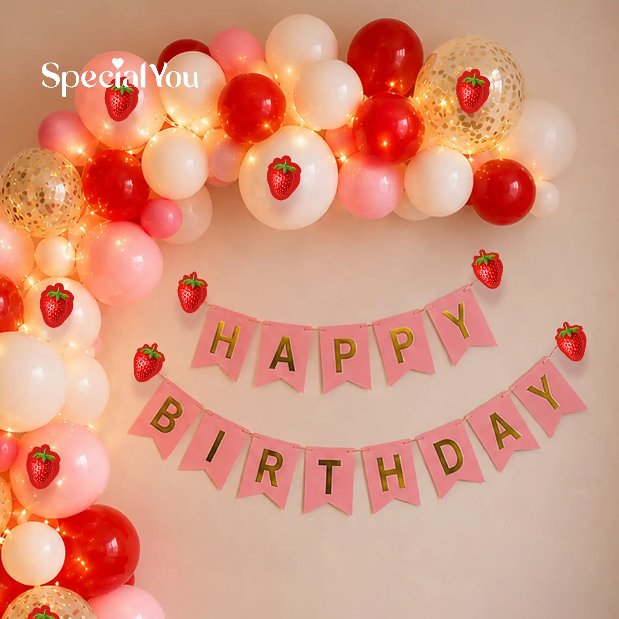Happy Birthday Balloon Arch Backdrop Decoration