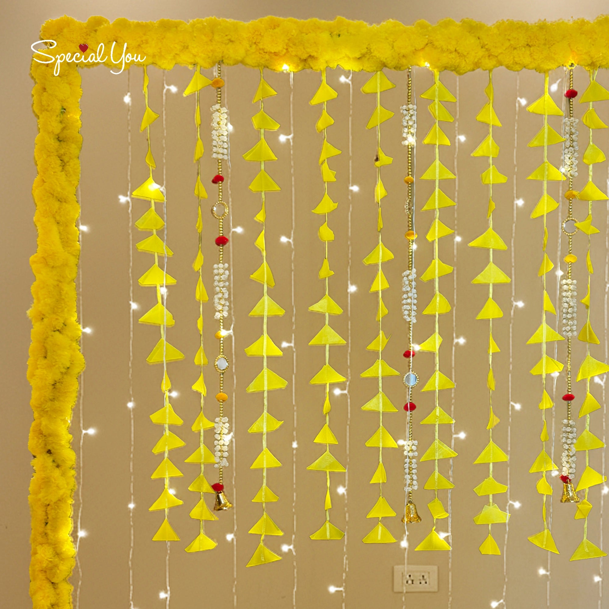 Yellow Tassel & Marigold Flower Diwali Decor