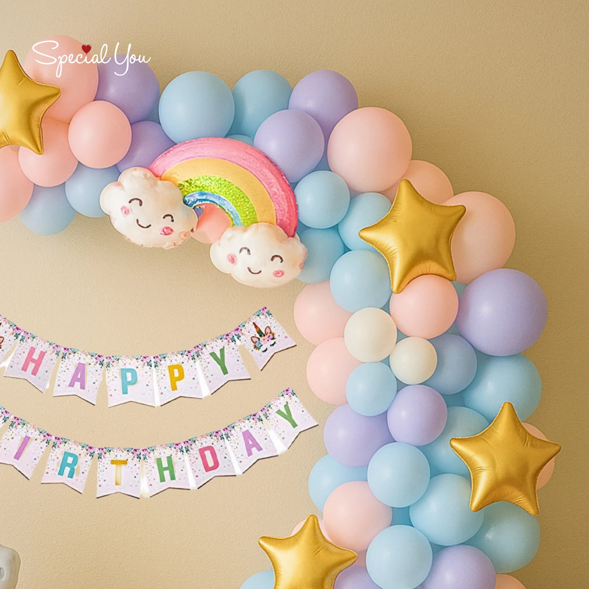 Unicorn & Rainbow Birthday Balloon Decor